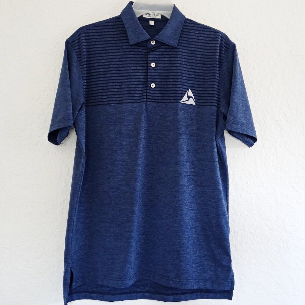 PETER MILLAR Summer Comfort Men's S Blue Golf Polo Shirt Short Sleeve Axon Logo